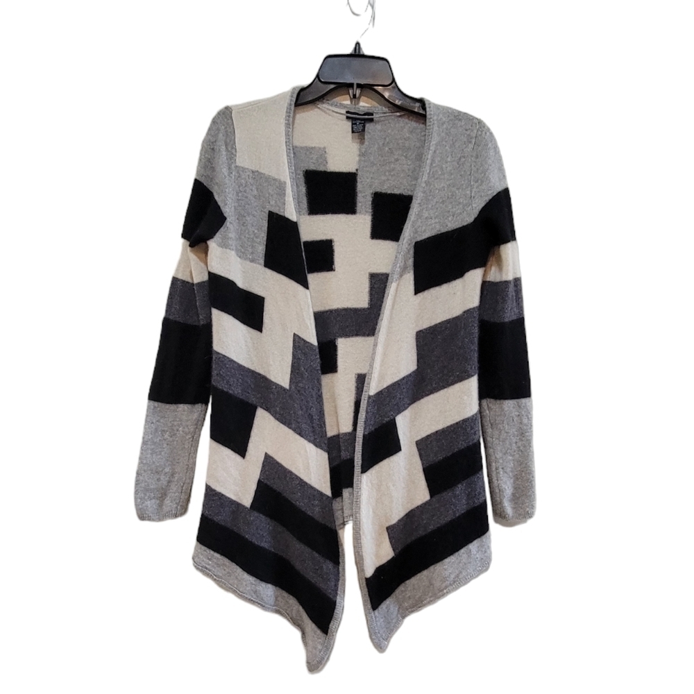 Only Mine 2 Ply Cashmere Color Block Open‎ Front Cardigan Women's Small